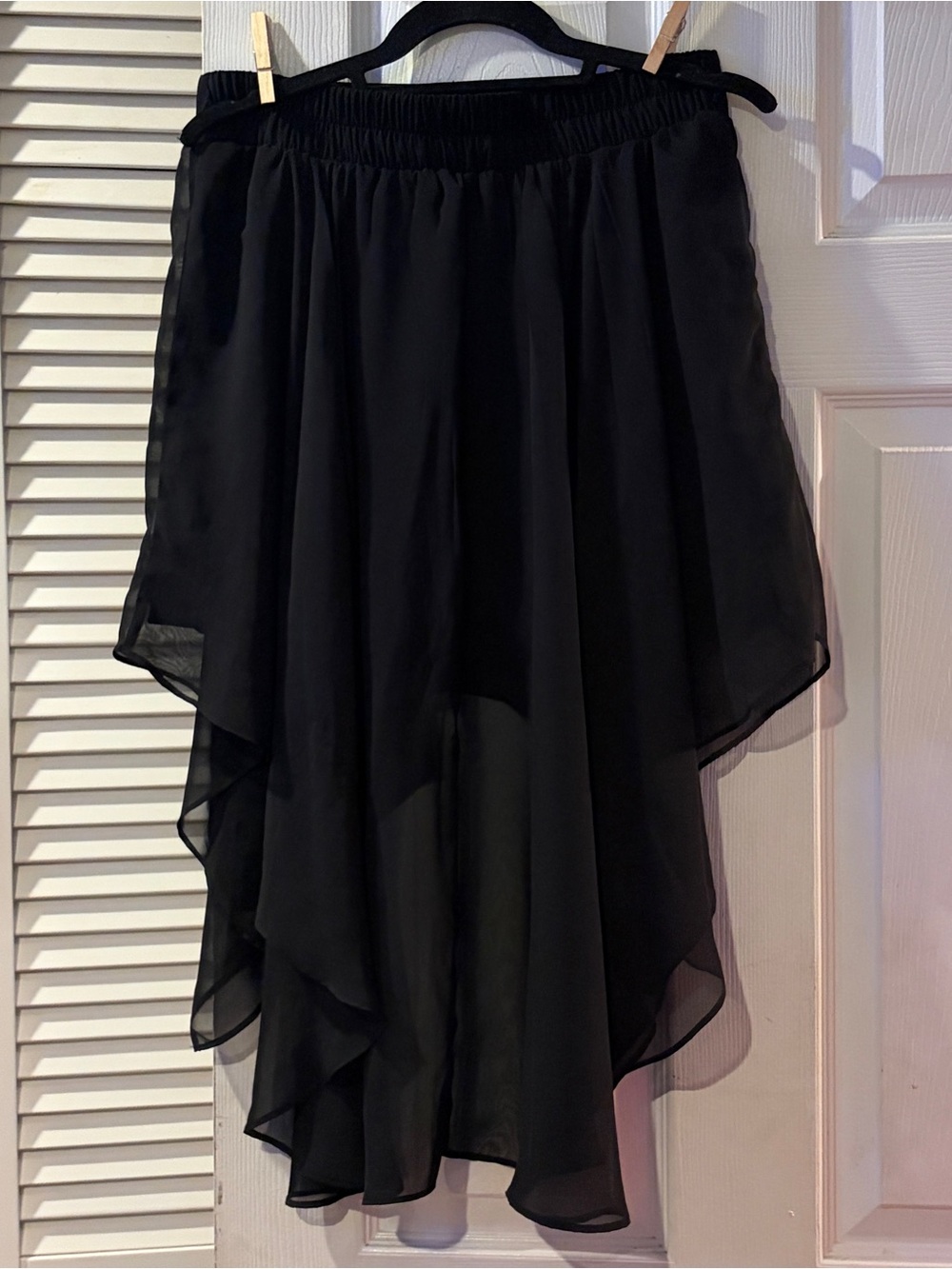 Stoosh Black Chiffon High Low Skirt Large L Handkerchief Hem Asymmetrical - Picture 5 of 11